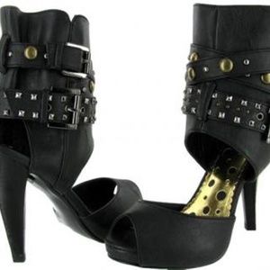 Inked Heel Buckle Boot Peep Toe Pump Sandal Super